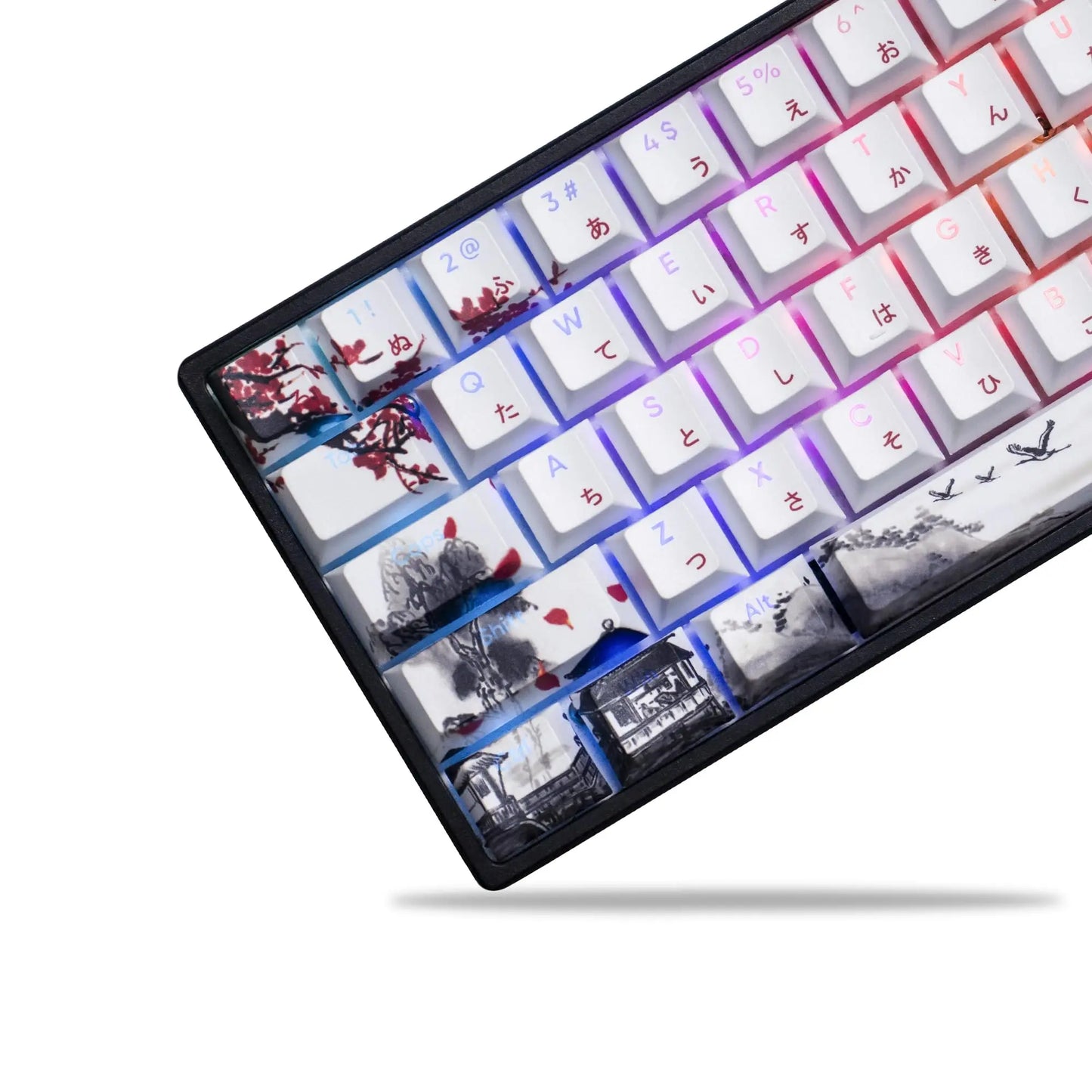 127 Keys Shine Through Plum Blossom Cherry Profile Keycap PBT Keycap Dye-Sub Cherry MX Switches For Gamer Mechanical Keyboard