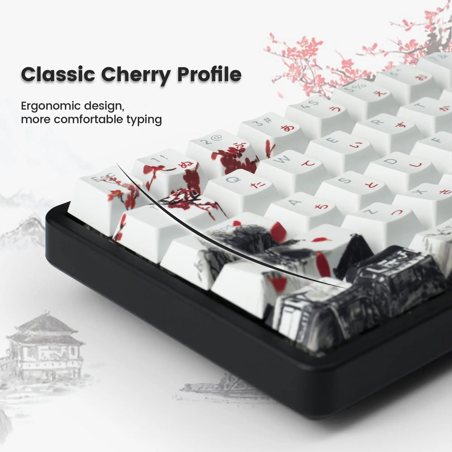 127 Keys Shine Through Plum Blossom Cherry Profile Keycap PBT Keycap Dye-Sub Cherry MX Switches For Gamer Mechanical Keyboard