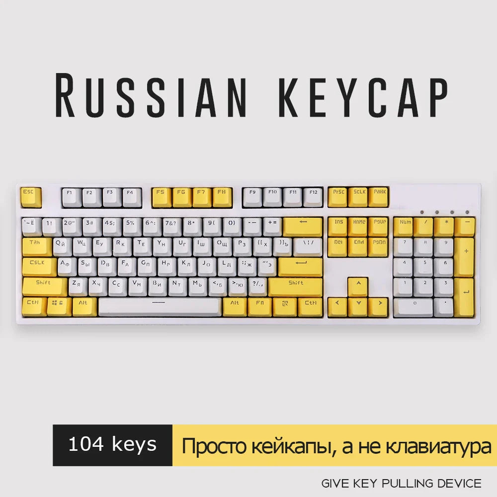 104 Keys Russian Keycaps Double Shot Keycap OEM Profile Backlit For MX Switch Mechanical Keyboard Kit 61 87 104