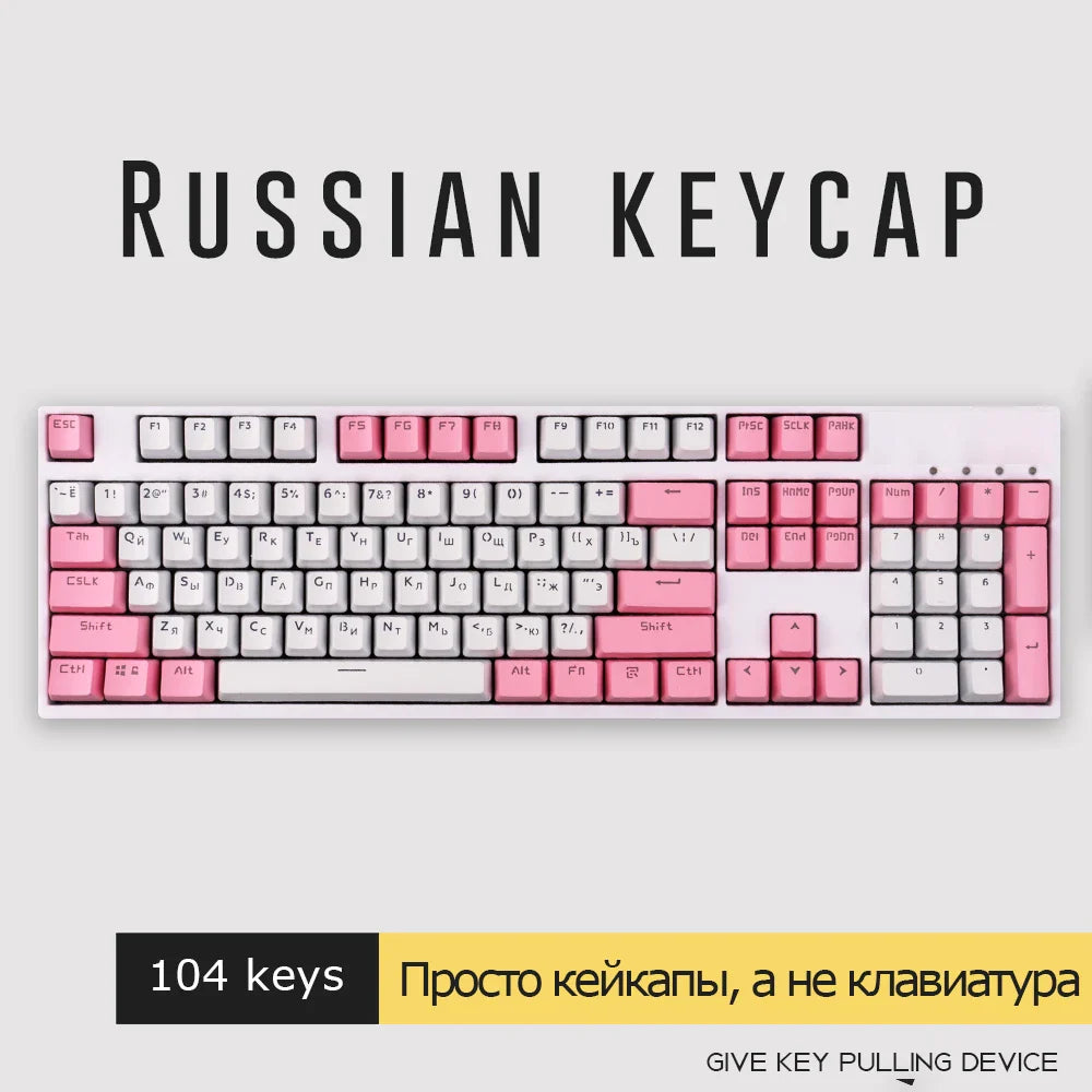 104 Keys Russian Keycaps Double Shot Keycap OEM Profile Backlit For MX Switch Mechanical Keyboard Kit 61 87 104