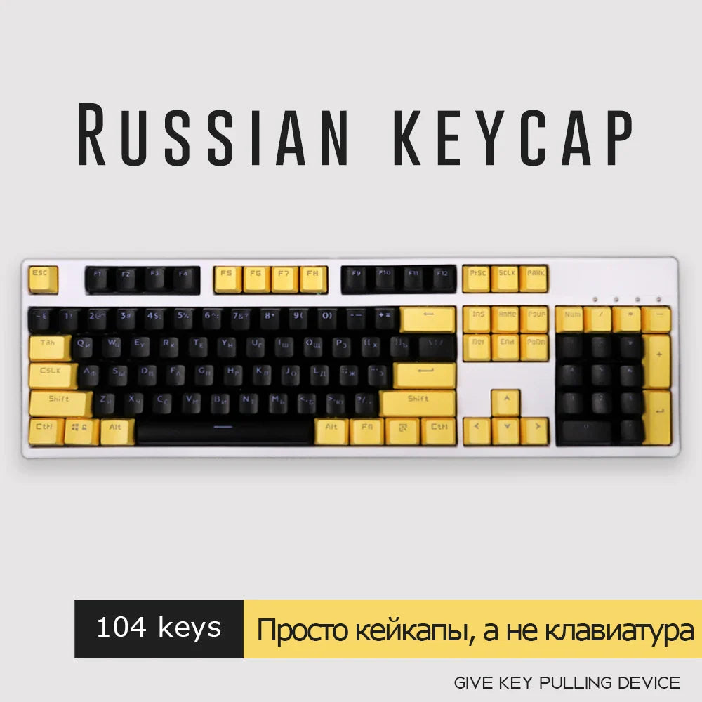 104 Keys Russian Keycaps Double Shot Keycap OEM Profile Backlit For MX Switch Mechanical Keyboard Kit 61 87 104