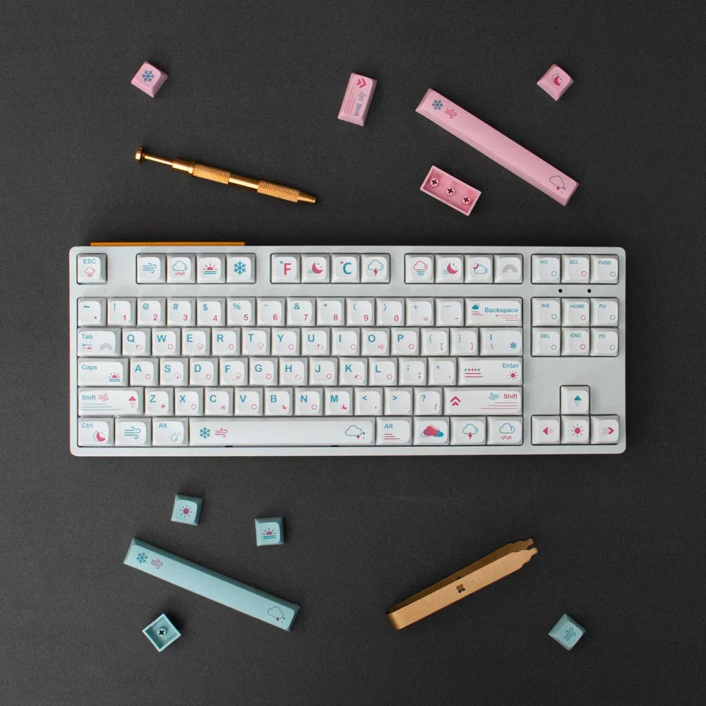 GMK 132 Keys Japanese PBT Keycap XDA Profile Cute Pink Keycaps for DIY Cherry Mechanical Keyboard Custom 61/84/64/68/98/108 Set