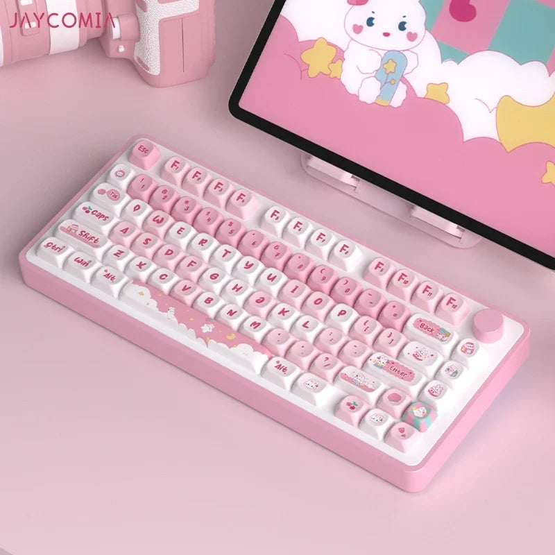 MOA Cute Keycaps PBT Dye Sub Keycap Snack Rabbit For Cherry Mx Switch Mechanical Keyboard Gaming GMK67 Keyboard Kit Key Caps