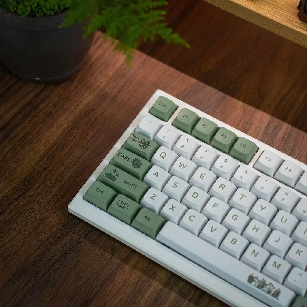 Forest Green Keycap XDA Profile PBT Sublimation 125keys Fresh Style White Green Mechanical Keyboard Keycaps