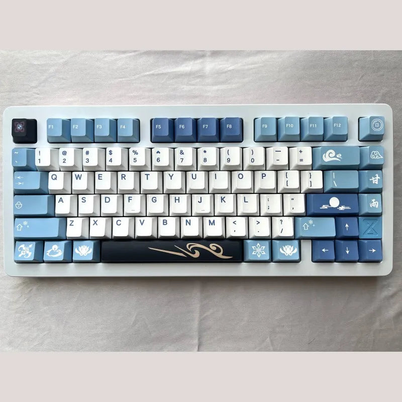 142 Keys/set Genshin Impact Ganyu Keycaps PBT Dye Subbed Key Caps Cherry Profile Keycap For Keychron Q2 65% 75% Anne GK64 Poker