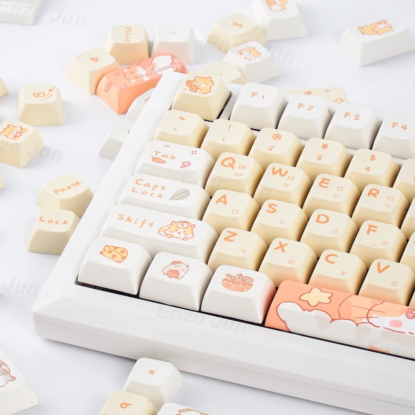 Orange squirrel Gray Rat Theme Keycap XDA Profile Key cap English Korean for 61/64/68/84/87/96/98/104 Mechanical Keyboard Keycap