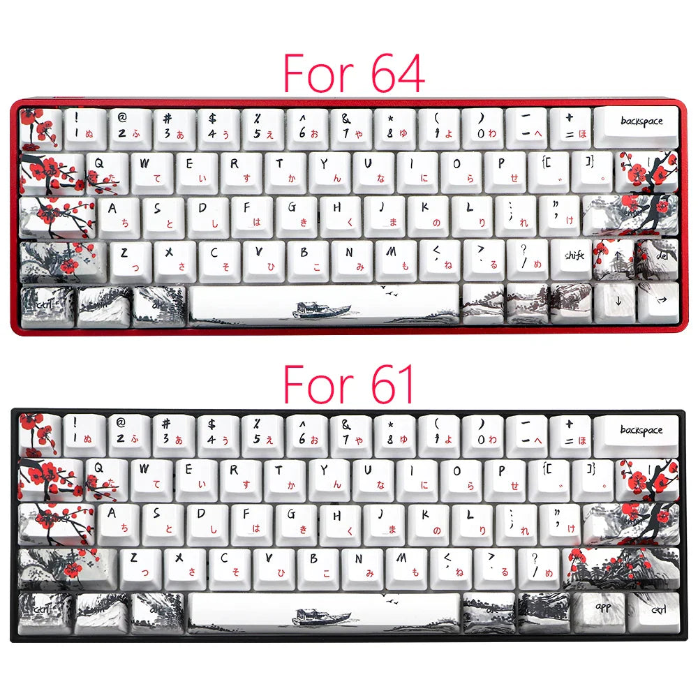 Only sales Keycap Novelty dye sub Plum Blossom OEM Profile Keycaps For 61/64/68/108 Mechanical Keyboard Caps Russian Japanese