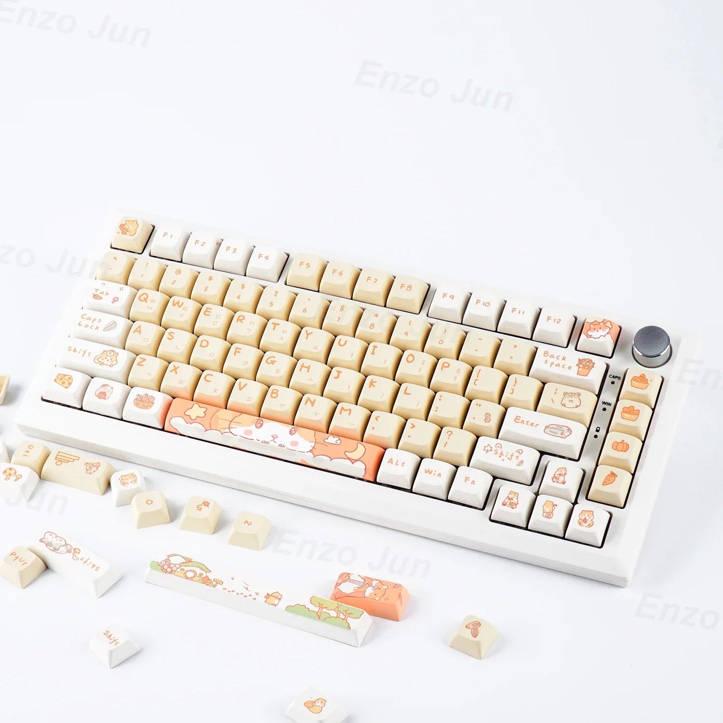 Orange squirrel Gray Rat Theme Keycap XDA Profile Key cap English Korean for 61/64/68/84/87/96/98/104 Mechanical Keyboard Keycap