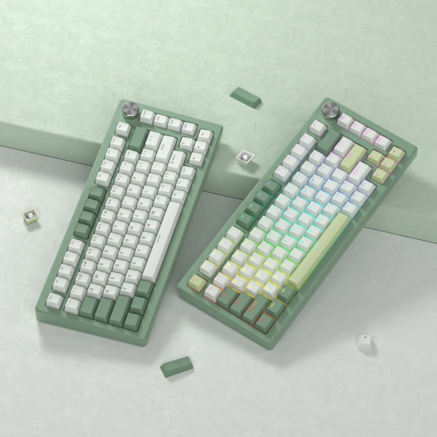 140 Keys Green White PBT Keycap RGB Shine Through Double Shot Keycaps Cherry Profile for MX Switches  Mechanical Gaming Keyboard