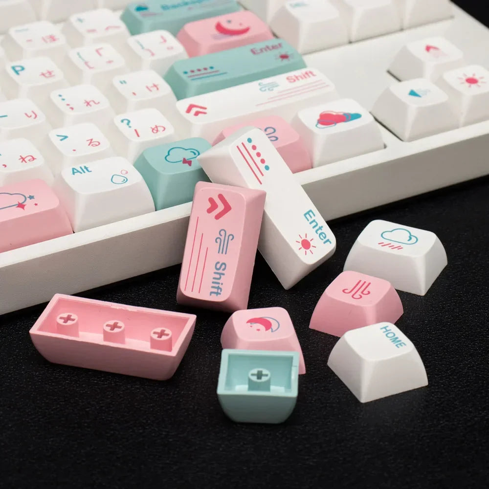 GMK 132 Keys Japanese PBT Keycap XDA Profile Cute Pink Keycaps for DIY Cherry Mechanical Keyboard Custom 61/84/64/68/98/108 Set