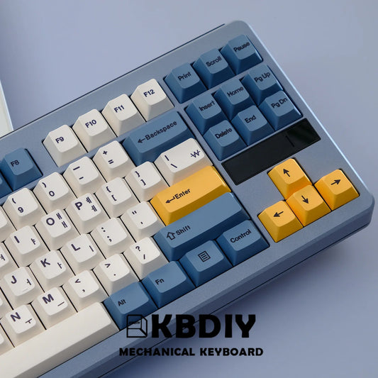 KBDiy 145 Keys/Set PBT Apricot Yellow Keycap Korean Cherry Profile Keycaps for Mechanical Keyboard 7U DIY Custom for GMK67 GMK75