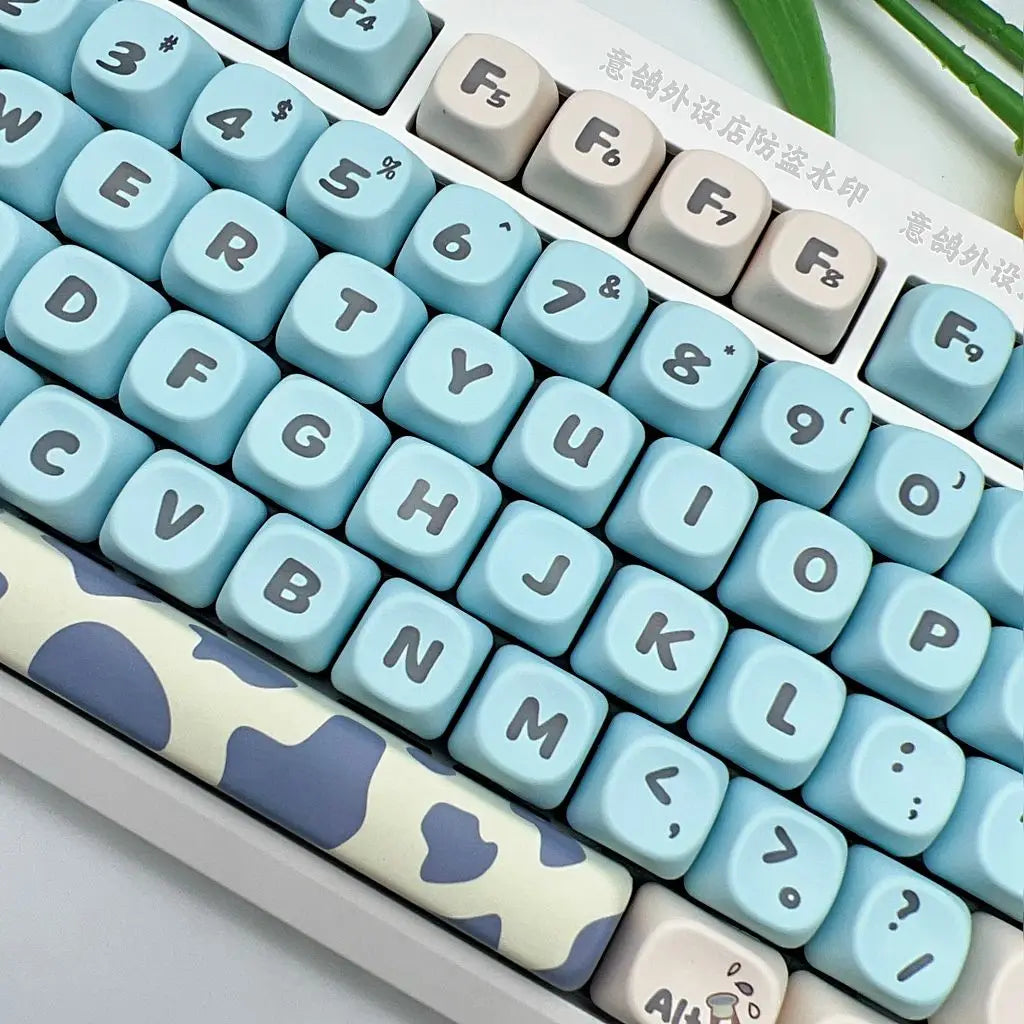 키캡 K142 Cute Big Character Cow Key Cap,Office PBT Thermal Sublimation MOA Highly Keycaps,Cartoon Ranch Theme Gaming Key Cap