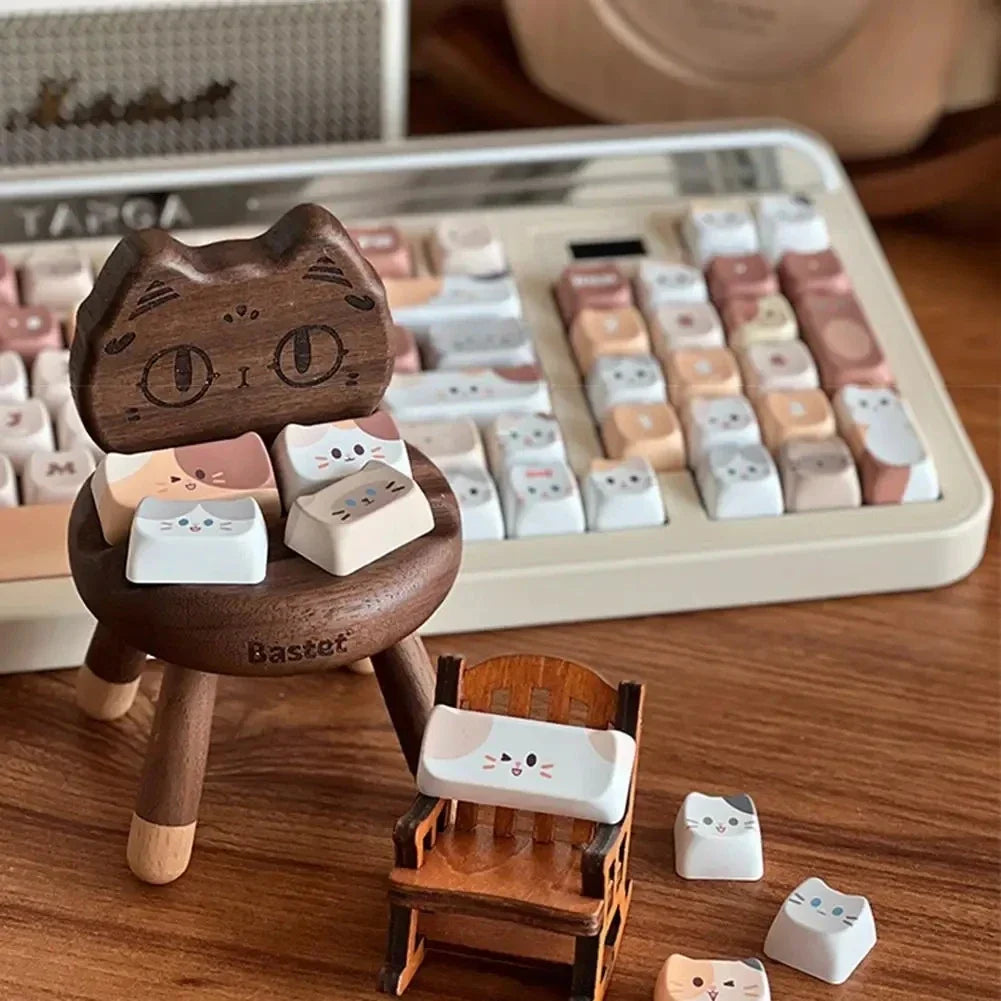 in stock Cute Cat Keycaps Head MAO Profile PBT Square Key Cap For MX Mechanical Keyboard KeyCap Keyboards Set For Girls Gift