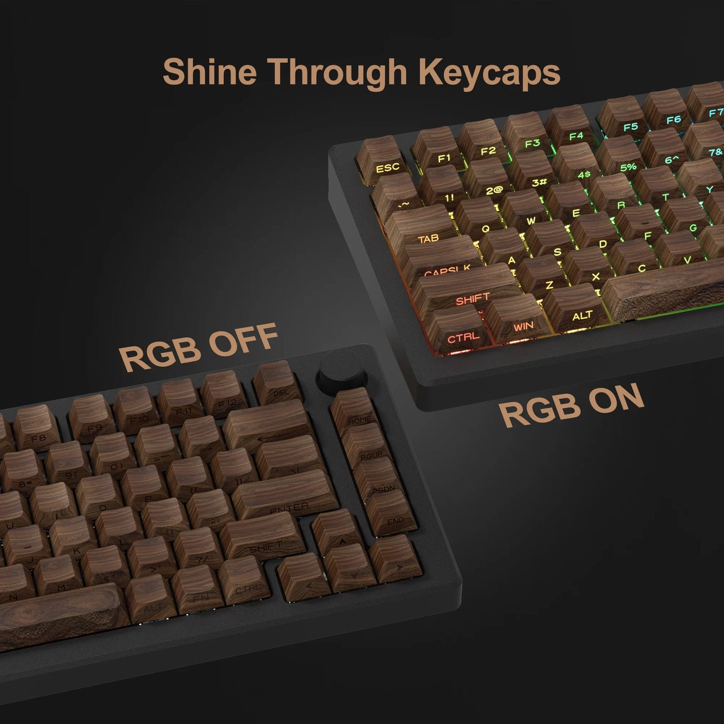 136 Keys Wooden Patten Side Print Backlit 5 Side Dye-Sub PBT Keycap RGB Cherry Profile For Cherry MX Gamer Mechanical Keyboard