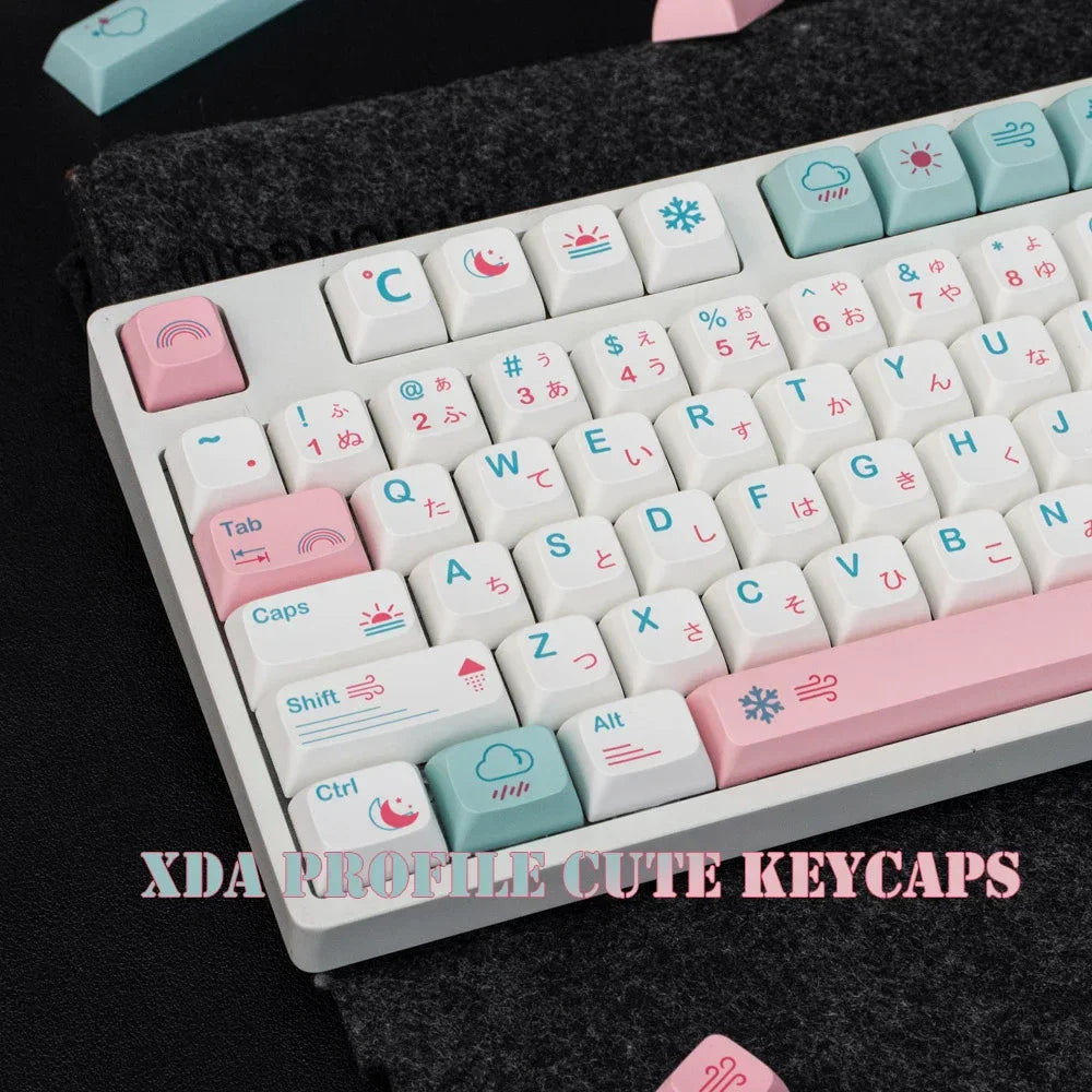 GMK 132 Keys Japanese PBT Keycap XDA Profile Cute Pink Keycaps for DIY Cherry Mechanical Keyboard Custom 61/84/64/68/98/108 Set