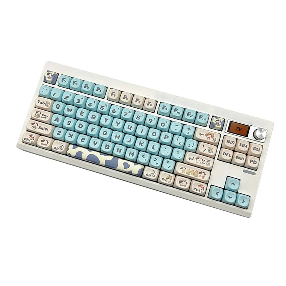 키캡 K142 Cute Big Character Cow Key Cap,Office PBT Thermal Sublimation MOA Highly Keycaps,Cartoon Ranch Theme Gaming Key Cap