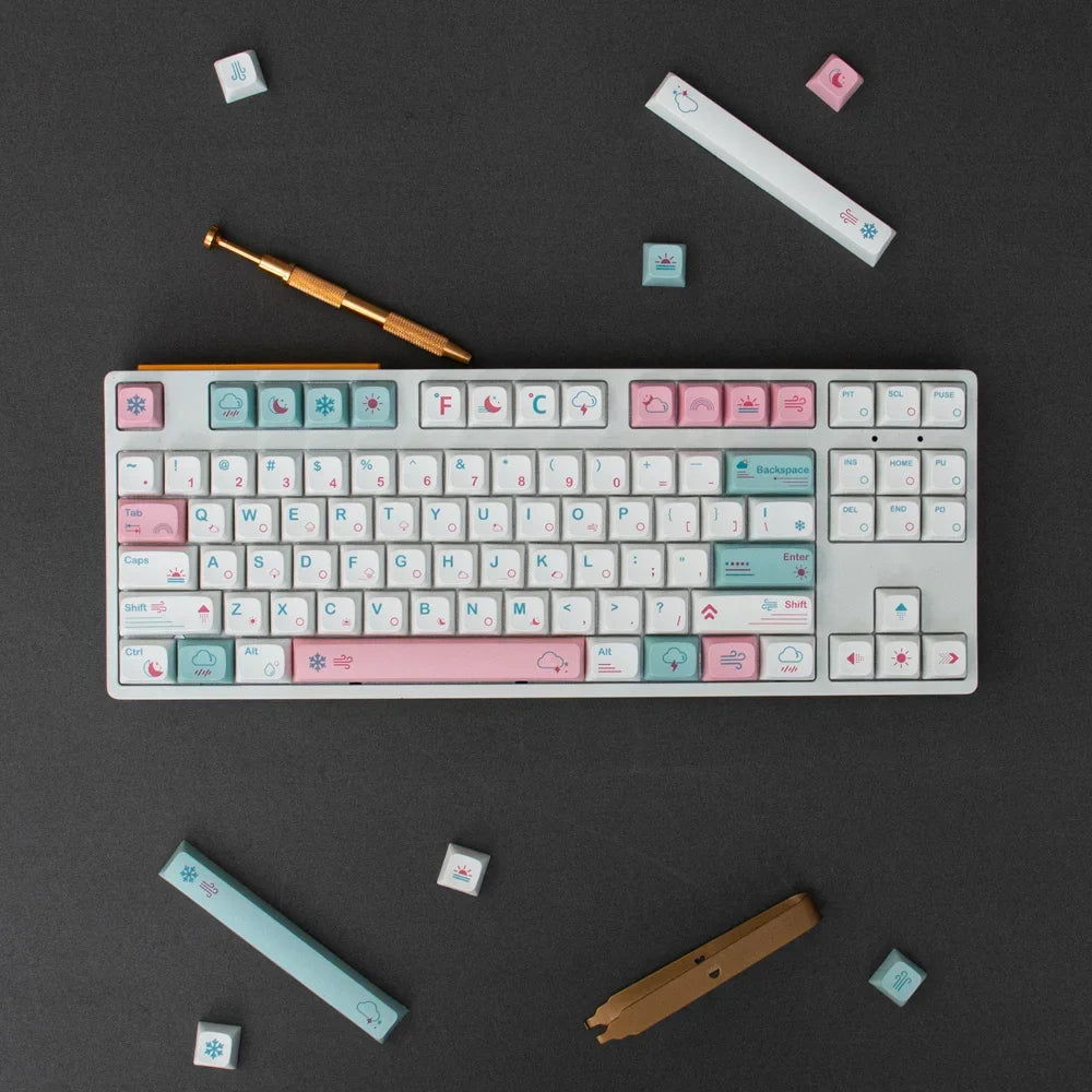 GMK 132 Keys Japanese PBT Keycap XDA Profile Cute Pink Keycaps for DIY Cherry Mechanical Keyboard Custom 61/84/64/68/98/108 Set