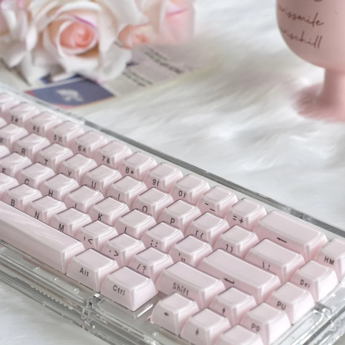 Jelly Crystal Keycaps Side Engraved Pink Blue 113keys Two-tone lnjection Molded DIY Mechanical Keyboard OEM Translucent Keycaps