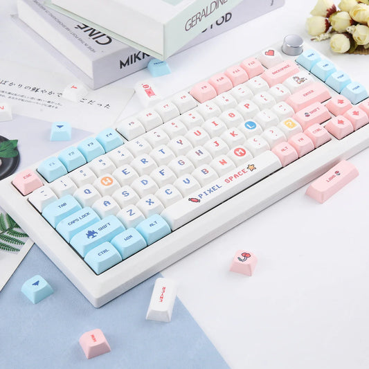 Candy Colorful 124 Keycaps XDA PBT Cartoon Keyboard Dye Sublimation for DIY Custom Mechanical Gaming Wear-Resistant Keycaps Kit