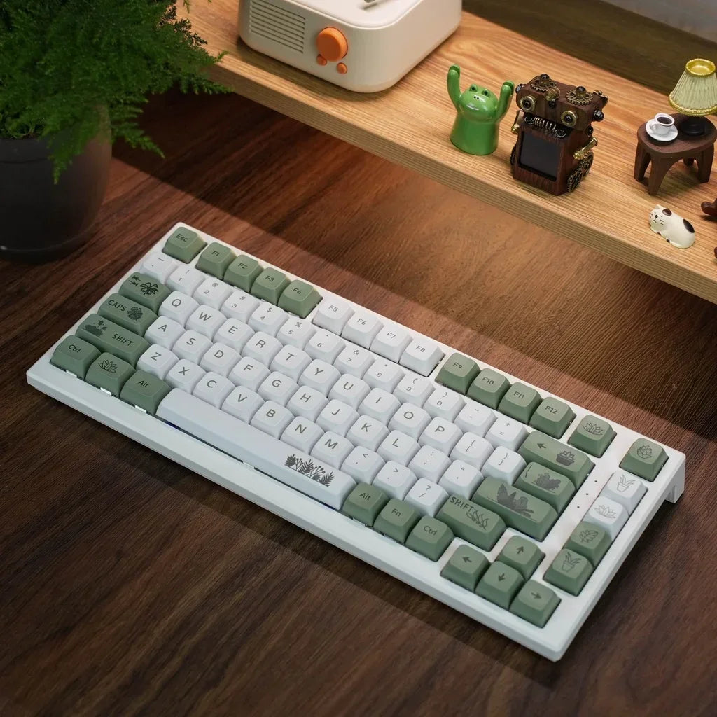 Forest Green Keycap XDA Profile PBT Sublimation 125keys Fresh Style White Green Mechanical Keyboard Keycaps