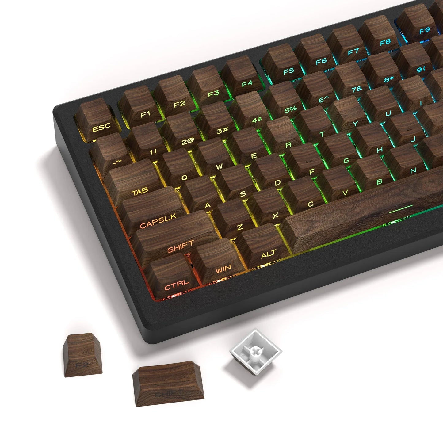 136 Keys Wooden Patten Side Print Backlit 5 Side Dye-Sub PBT Keycap RGB Cherry Profile For Cherry MX Gamer Mechanical Keyboard