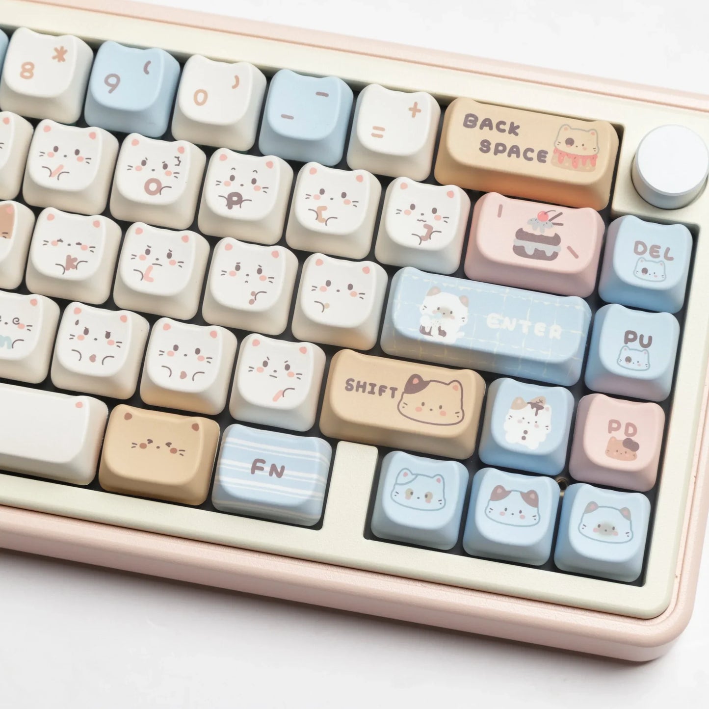 MAO Profile Sea Salt Cat PBT Dye Sub Keycaps Cute Cartoon Keycap For Mx Switch Mechanical Keyboard 6.25u 7u Space GMK67 Alice