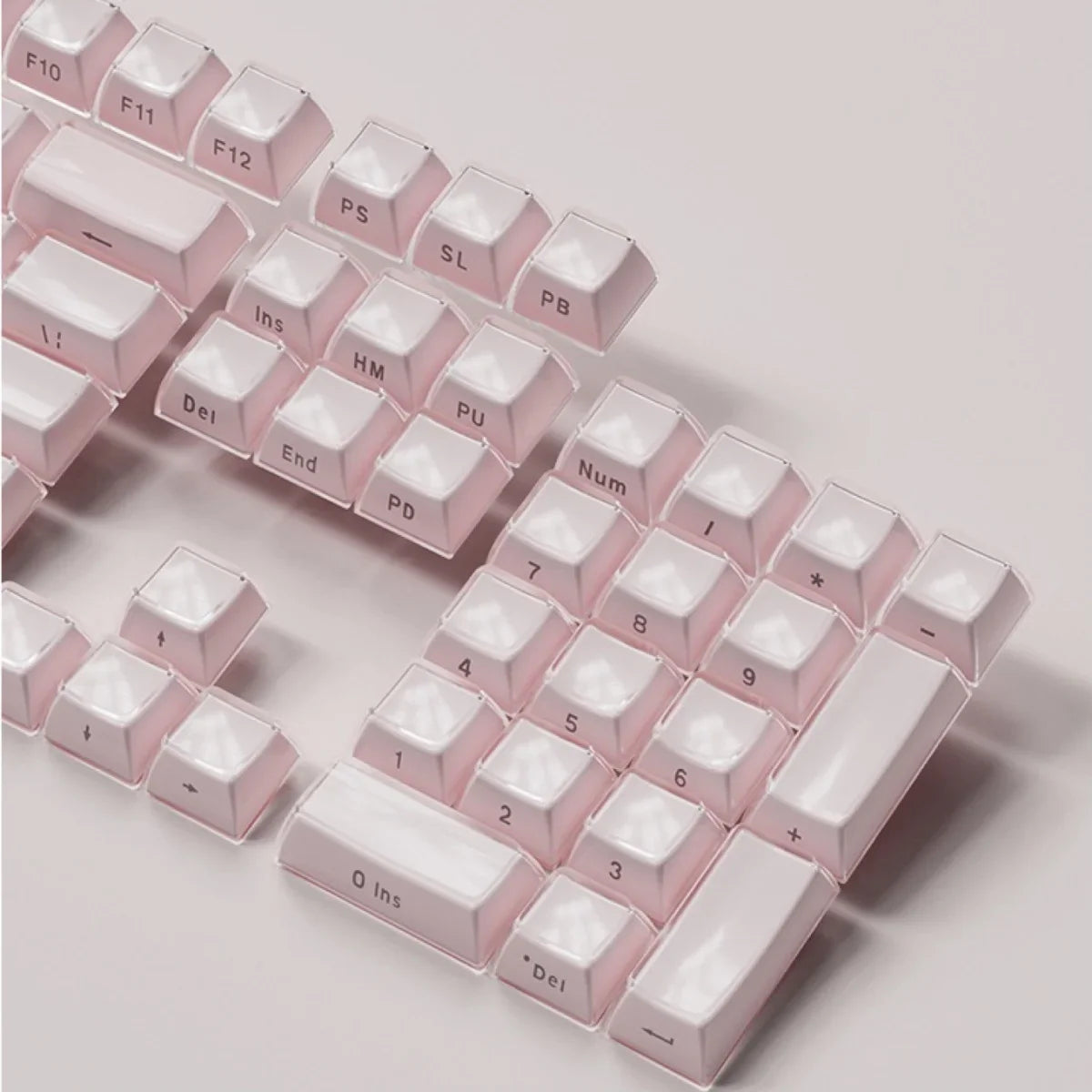 Jelly Crystal Keycaps Side Engraved Pink Blue 113keys Two-tone lnjection Molded DIY Mechanical Keyboard OEM Translucent Keycaps