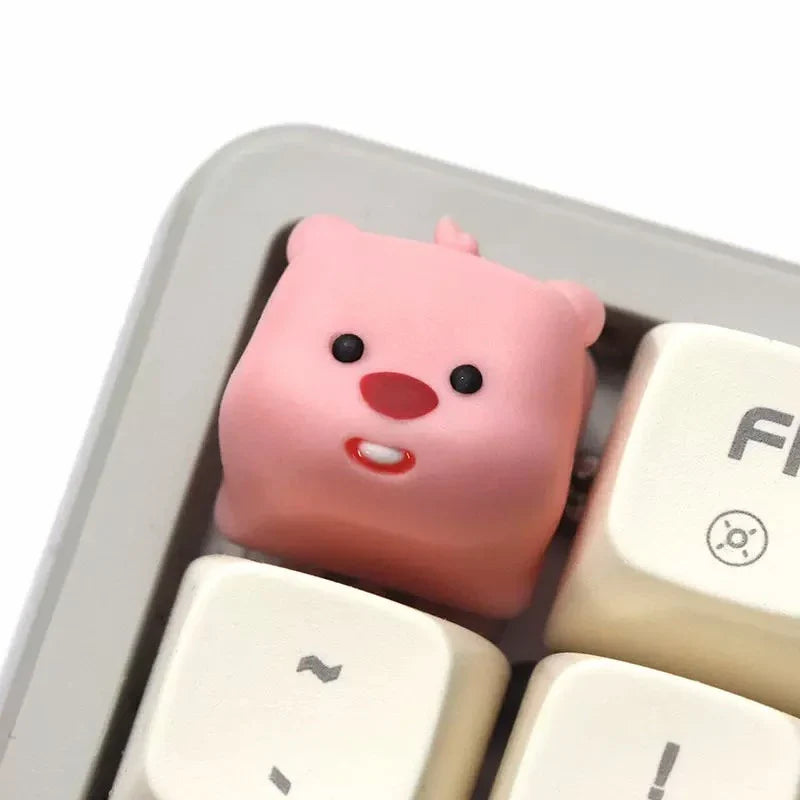 Cute 3D Beaver Keycaps Resin Creativity Cartoon Characters Mechanical Keyboard Accessories Kawaii Animal Pink Keycaps Girls