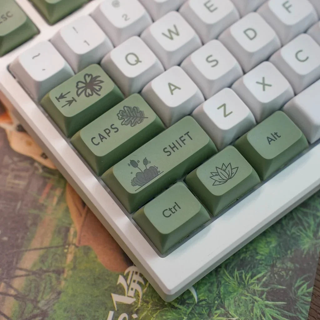 Forest Green Keycap XDA Profile PBT Sublimation 125keys Fresh Style White Green Mechanical Keyboard Keycaps