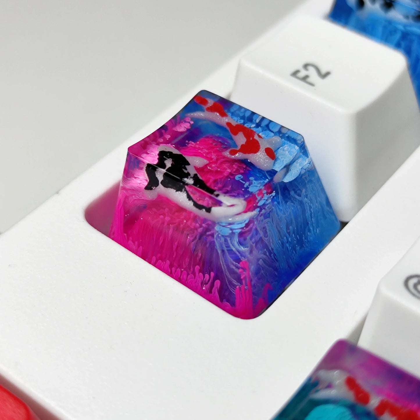 Handmade Keycaps Custom Scenery Koi 1U Resin Keycaps For Cherry Mx Switch Gamer Mechanical Backlit Keyboard Replace RGB Keycaps