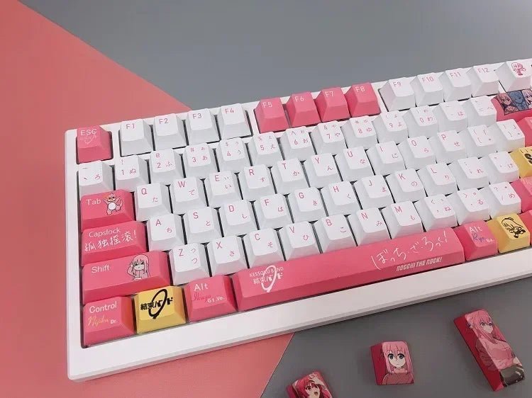 Keycaps Anime Hitori Gotoh 138 Keys PBT Dye Subbed Cartoon Gaming Key Caps BOCCHI THE ROCK Backlit Keycap for ANSI Layout