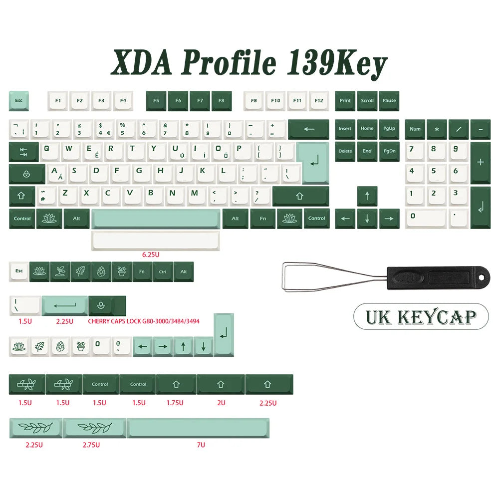 GMK-KEY Botanical Keycap PBT XDA Profile German French Spain ISO Dye Sub Keycaps For TKL GK61 GMMK PRO 7u AZERTY Keyboard Cap