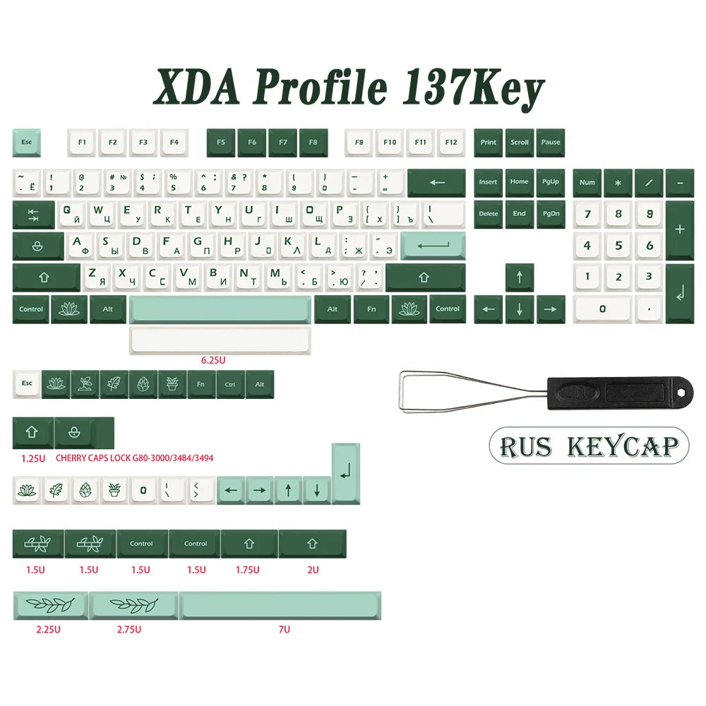 GMK-KEY Botanical Keycap PBT XDA Profile German French Spain ISO Dye Sub Keycaps For TKL GK61 GMMK PRO 7u AZERTY Keyboard Cap