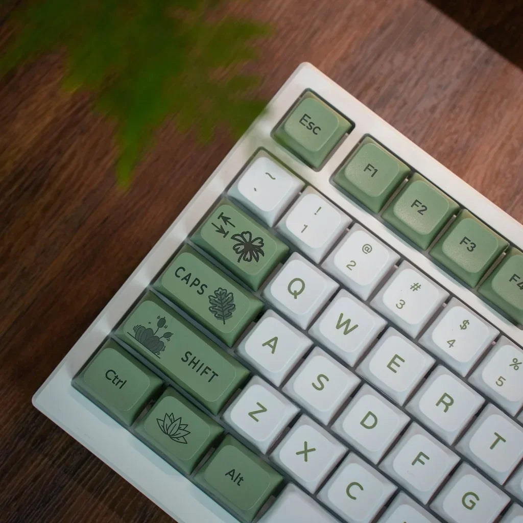 Forest Green Keycap XDA Profile PBT Sublimation 125keys Fresh Style White Green Mechanical Keyboard Keycaps