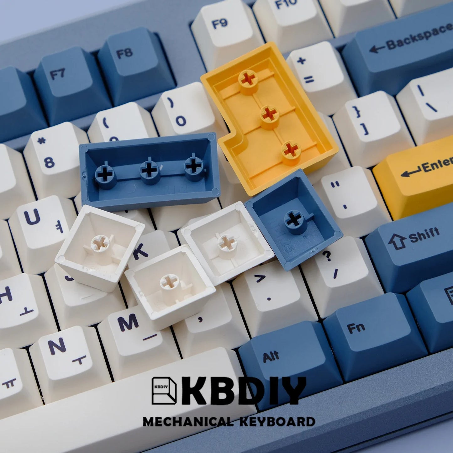 KBDiy 145 Keys/Set PBT Apricot Yellow Keycap Korean Cherry Profile Keycaps for Mechanical Keyboard 7U DIY Custom for GMK67 GMK75