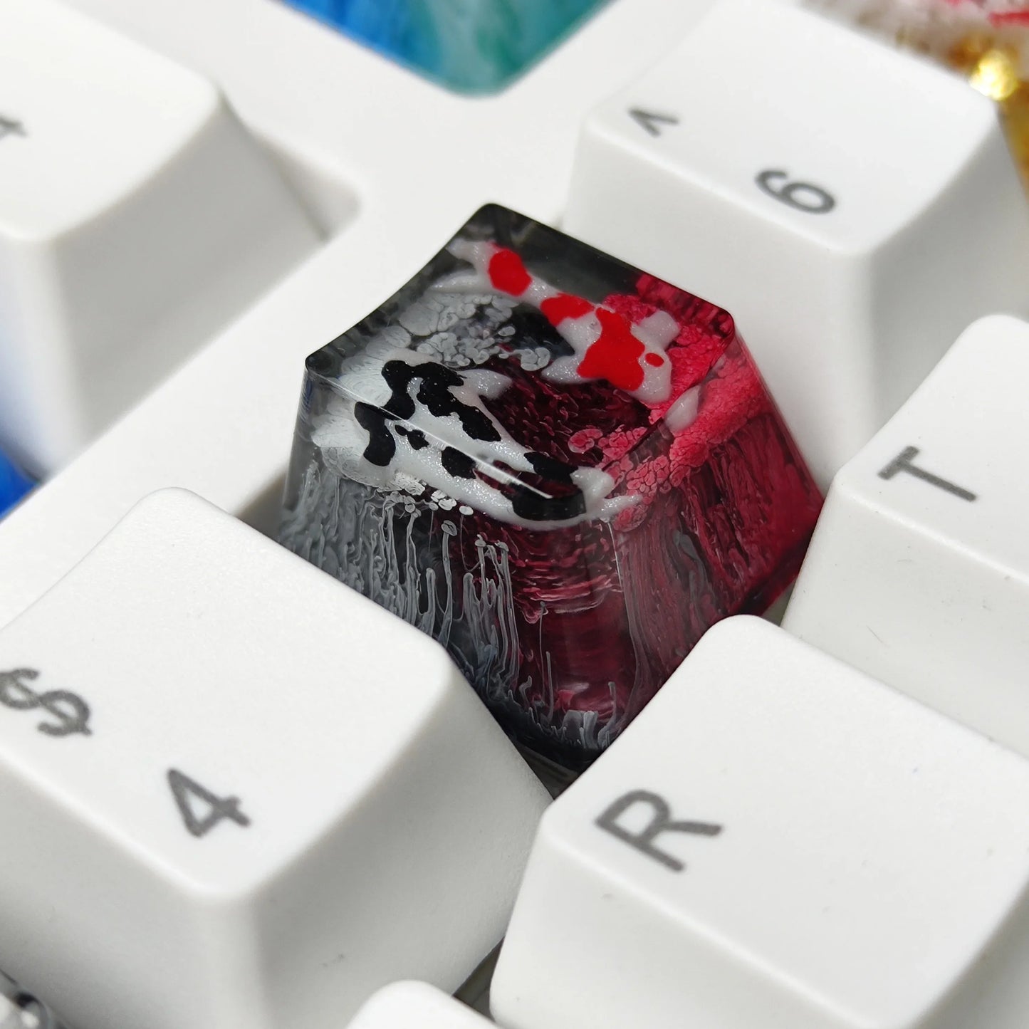 Handmade Keycaps Custom Scenery Koi 1U Resin Keycaps For Cherry Mx Switch Gamer Mechanical Backlit Keyboard Replace RGB Keycaps