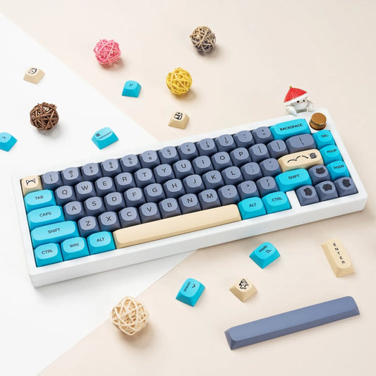 126 Keys MA Profile Keyboard Keycaps Blue Cat PBT Thermal Sublimation Mechanical Keyboard Cherry MX Keycap