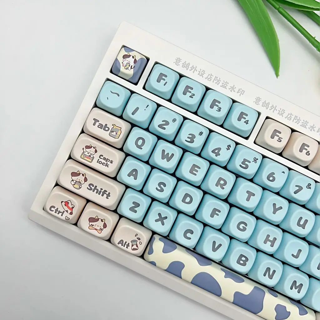 키캡 K142 Cute Big Character Cow Key Cap,Office PBT Thermal Sublimation MOA Highly Keycaps,Cartoon Ranch Theme Gaming Key Cap