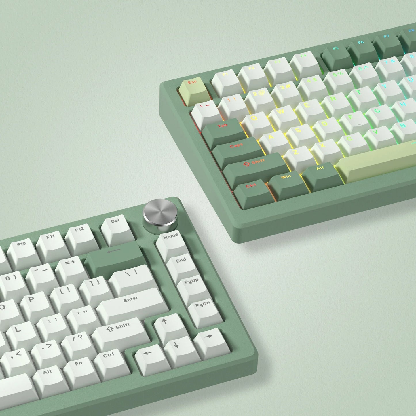 140 Keys Green White PBT Keycap RGB Shine Through Double Shot Keycaps Cherry Profile for MX Switches  Mechanical Gaming Keyboard