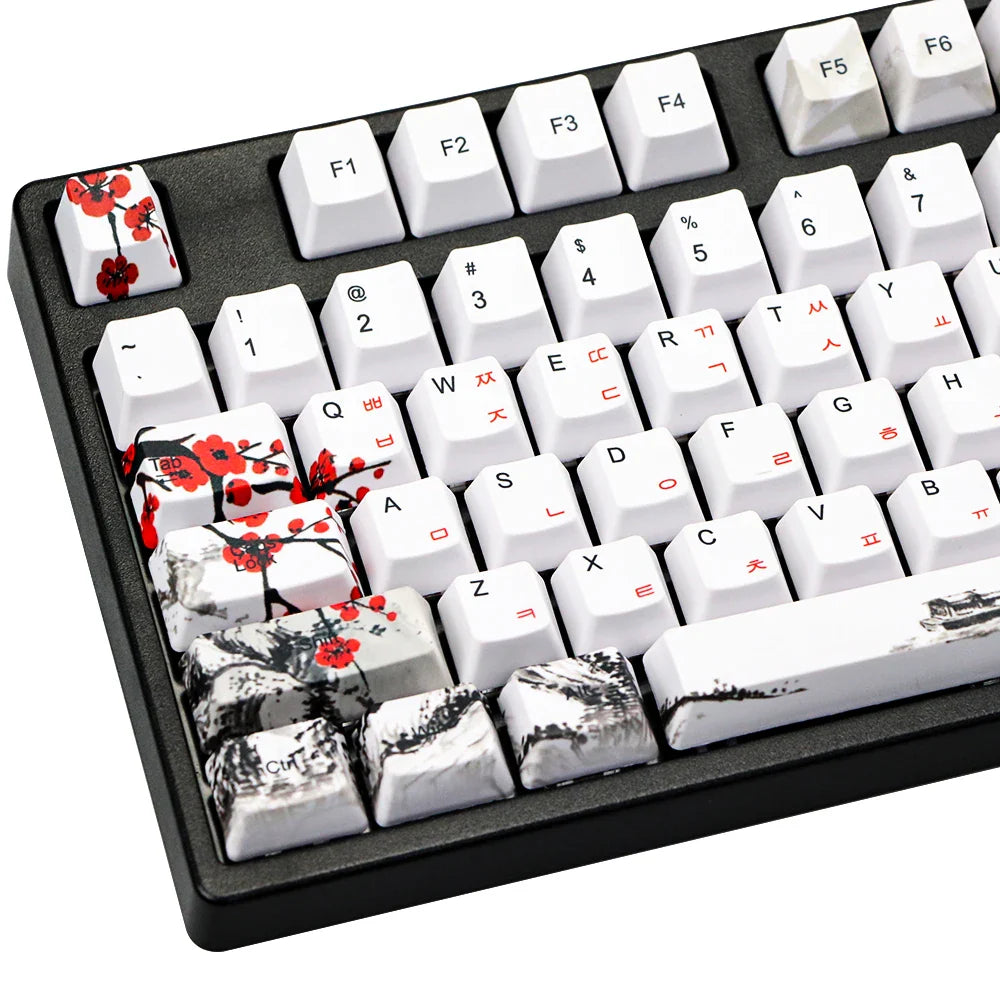 Only sales Keycap Novelty dye sub Plum Blossom OEM Profile Keycaps For 61/64/68/108 Mechanical Keyboard Caps Russian Japanese