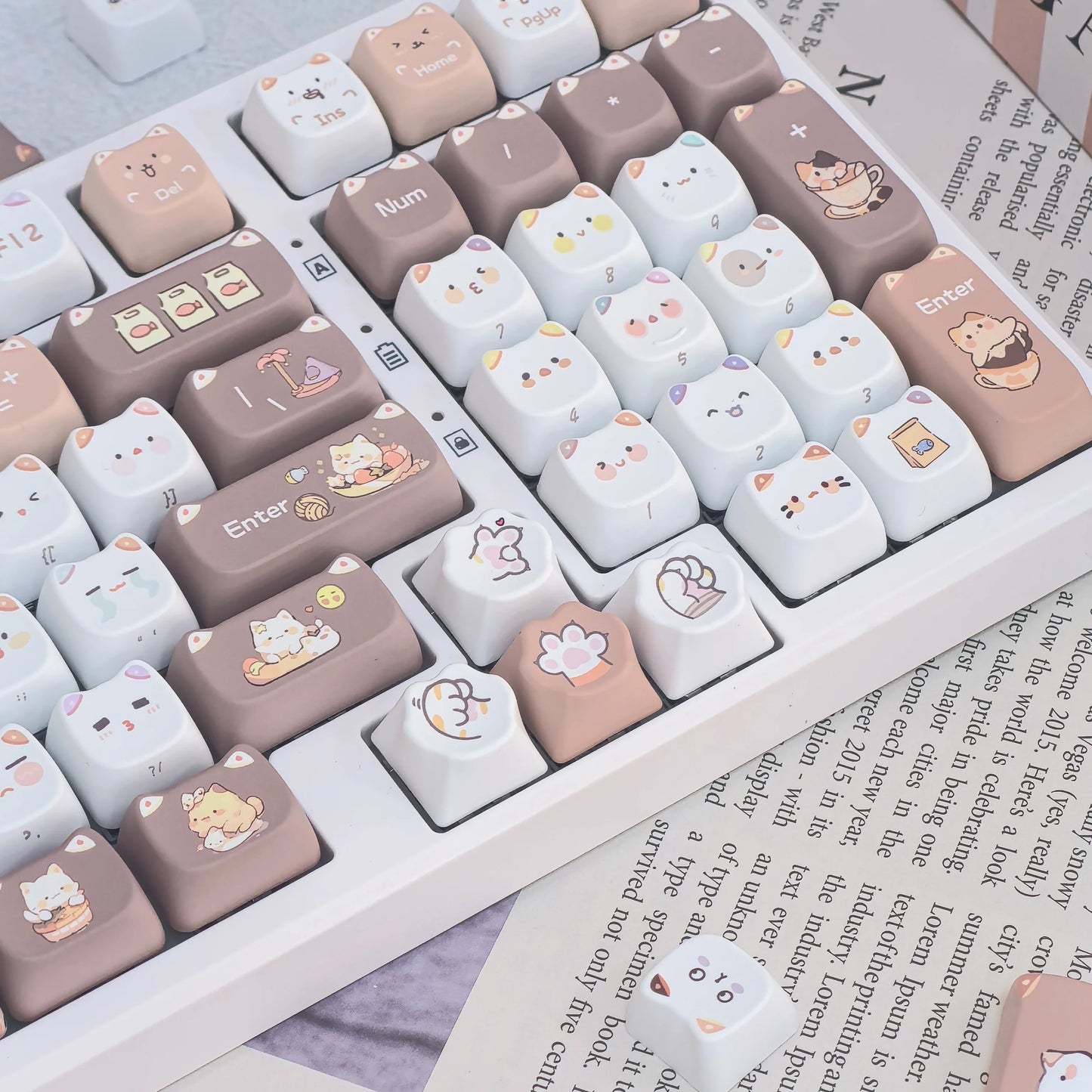 Cute Meow Keycaps Cat Head MAO Profile PBT Key Cap Dye Sublimation for MX Mechanical Keyboard KeyCap Keyboards Accessories