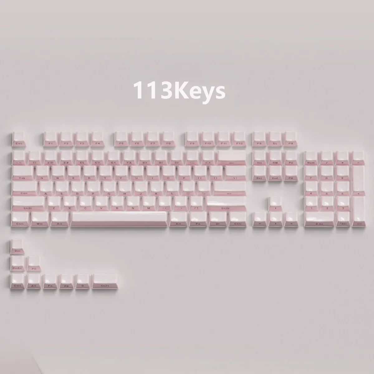 Jelly Crystal Keycaps Side Engraved Pink Blue 113keys Two-tone lnjection Molded DIY Mechanical Keyboard OEM Translucent Keycaps