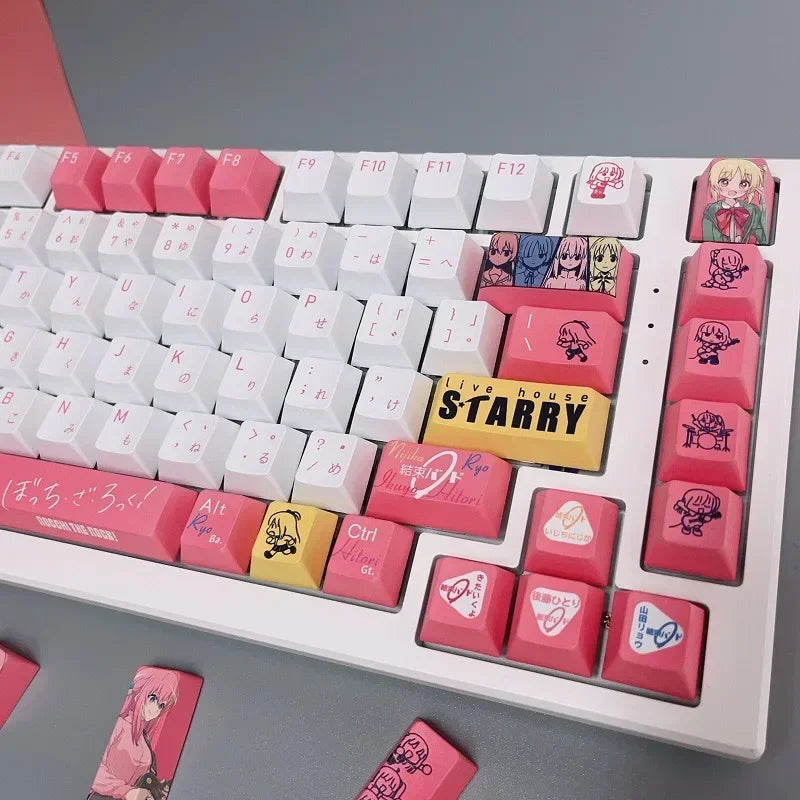 Keycaps Anime Hitori Gotoh 138 Keys PBT Dye Subbed Cartoon Gaming Key Caps BOCCHI THE ROCK Backlit Keycap for ANSI Layout