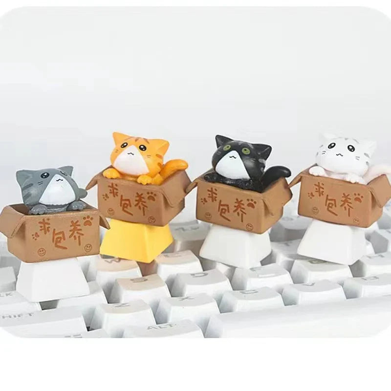 Customization Cute Cat Keycap Mechanical Keyboard Keycaps Artisan Anime Kawaii Keycap PBT Axis Cherry MX Cute Cat Diy Key Cap