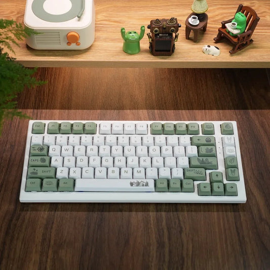 Forest Green Keycap XDA Profile PBT Sublimation 125keys Fresh Style White Green Mechanical Keyboard Keycaps