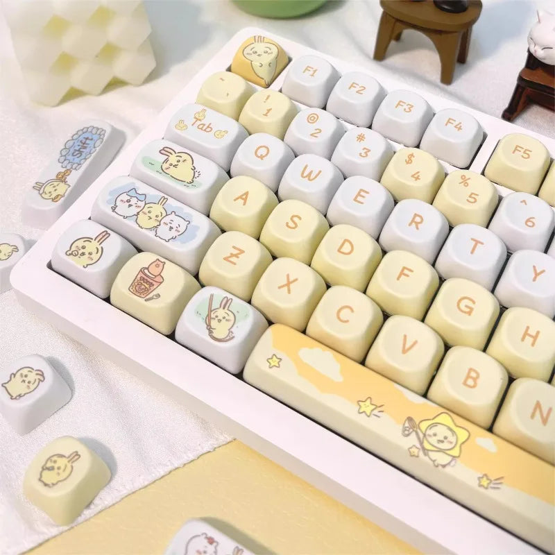 MiFuny Cat Keycaps Set MOA Profile Anime Keycaps Kawaii Dye Sublimation Keycaps for Mechanical Keyboard Accessories Girl Gift